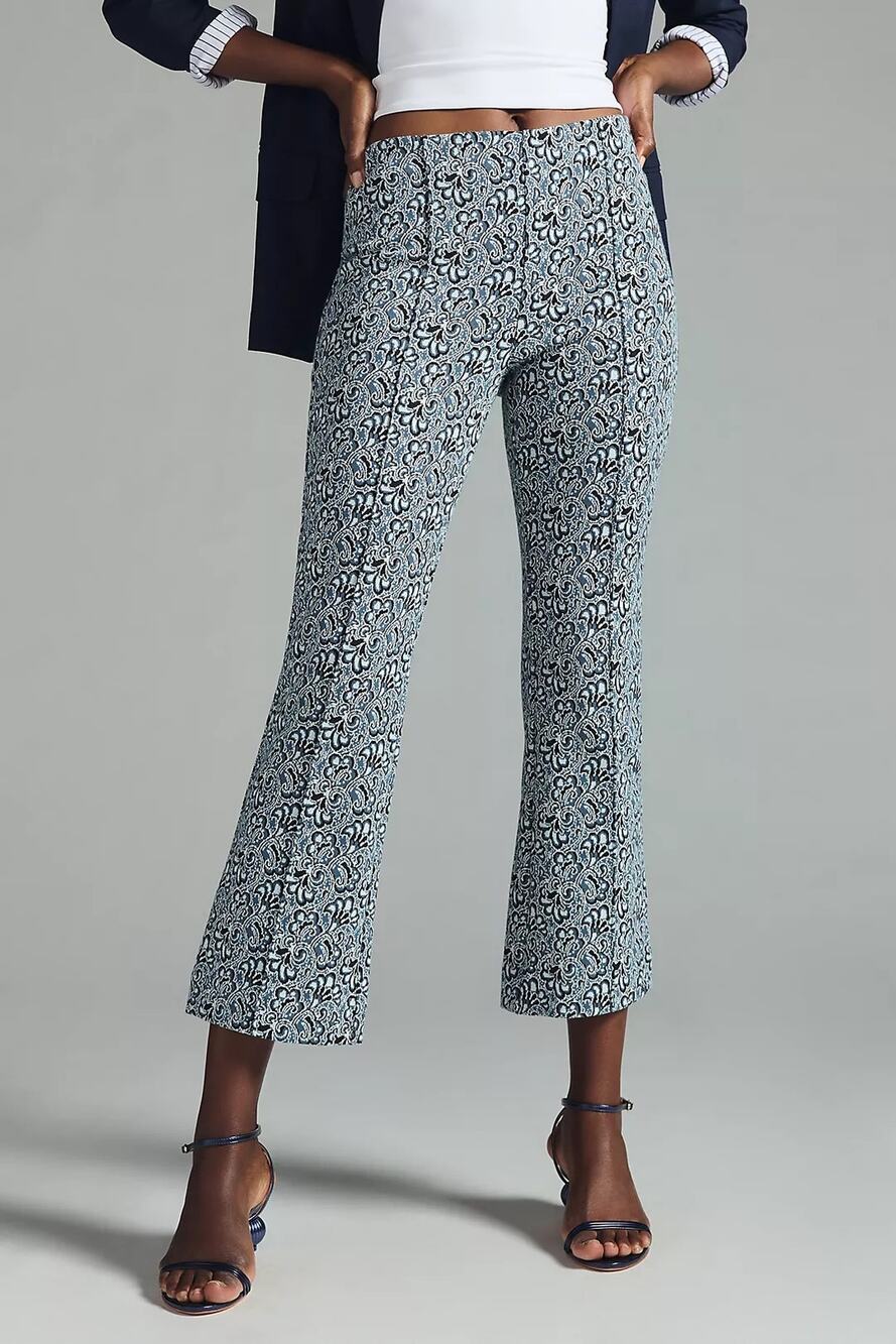 Maeve The Margot Kick Flare Cropped Pants Women’s Small Blue Floral Paisley